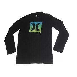 Hurley Boys Long Sleeve Graphic T-Shirt Causal Logo Pullover Black Sz 18/20 B002